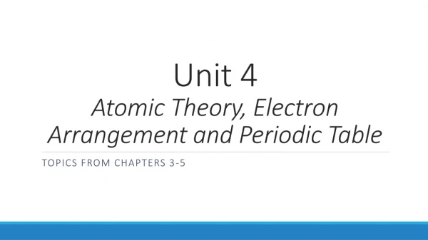 Unit 4 Atomic Theory, Electron Arrangement and Periodic Table