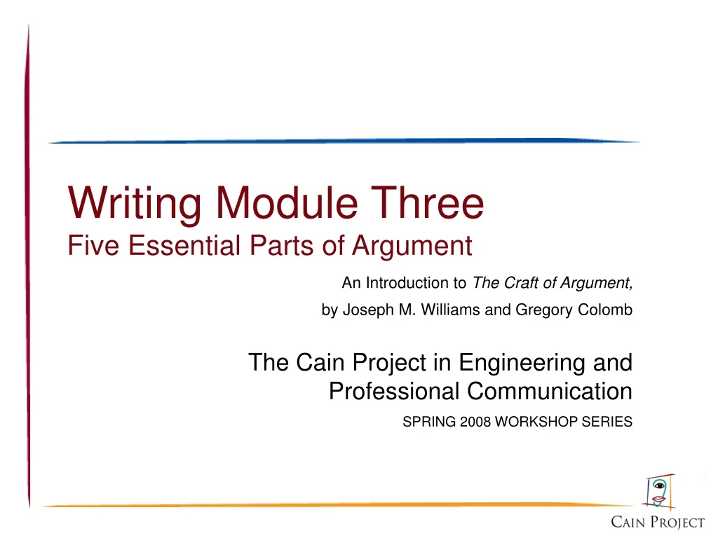 writing module three five essential parts of argument