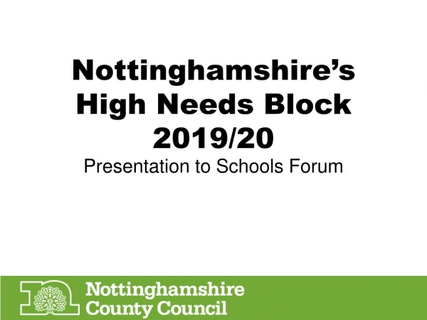 Nottinghamshire’s High Needs Block 2019/20