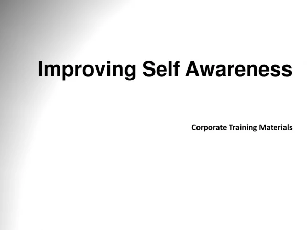 Improving Self Awareness Corporate Training Materials