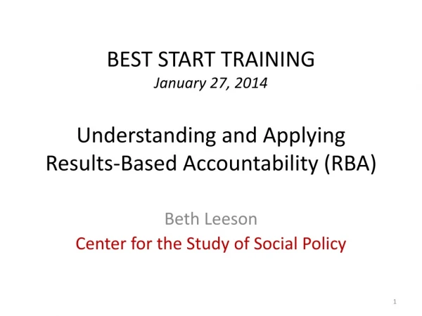 Beth Leeson Center for the Study of Social Policy