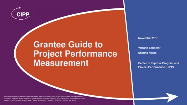 Grantee Guide to Project Performance Measurement
