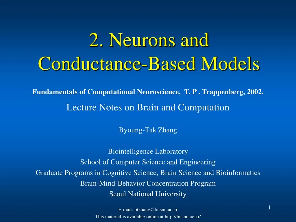 2 neurons and conductance based models