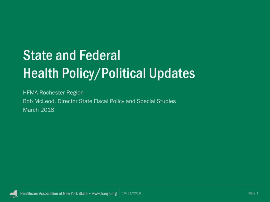 state and federal health policy political updates