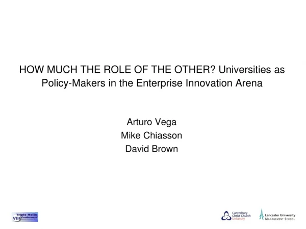 HOW MUCH THE ROLE OF THE OTHER? Universities as Policy-Makers in the Enterprise Innovation Arena