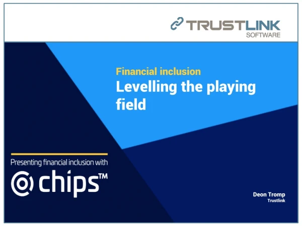 Financial inclusion Levelling the playing field Deon Tromp Trustlink