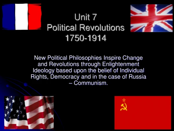 Unit 7 Political Revolutions 1750-1914