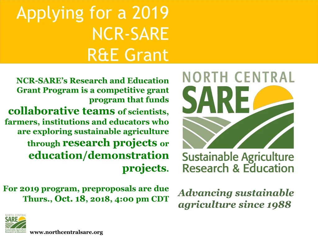 applying for a 2019 ncr sare r e grant
