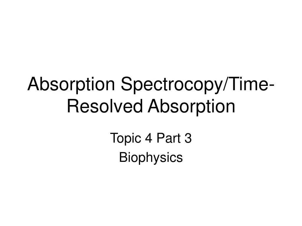 absorption spectrocopy time resolved absorption