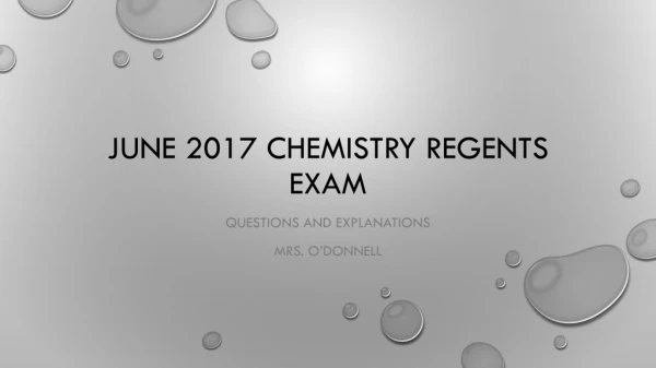 June 2017 Chemistry Regents Exam