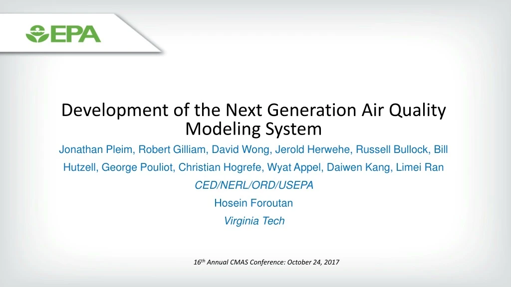 development of the next generation air quality