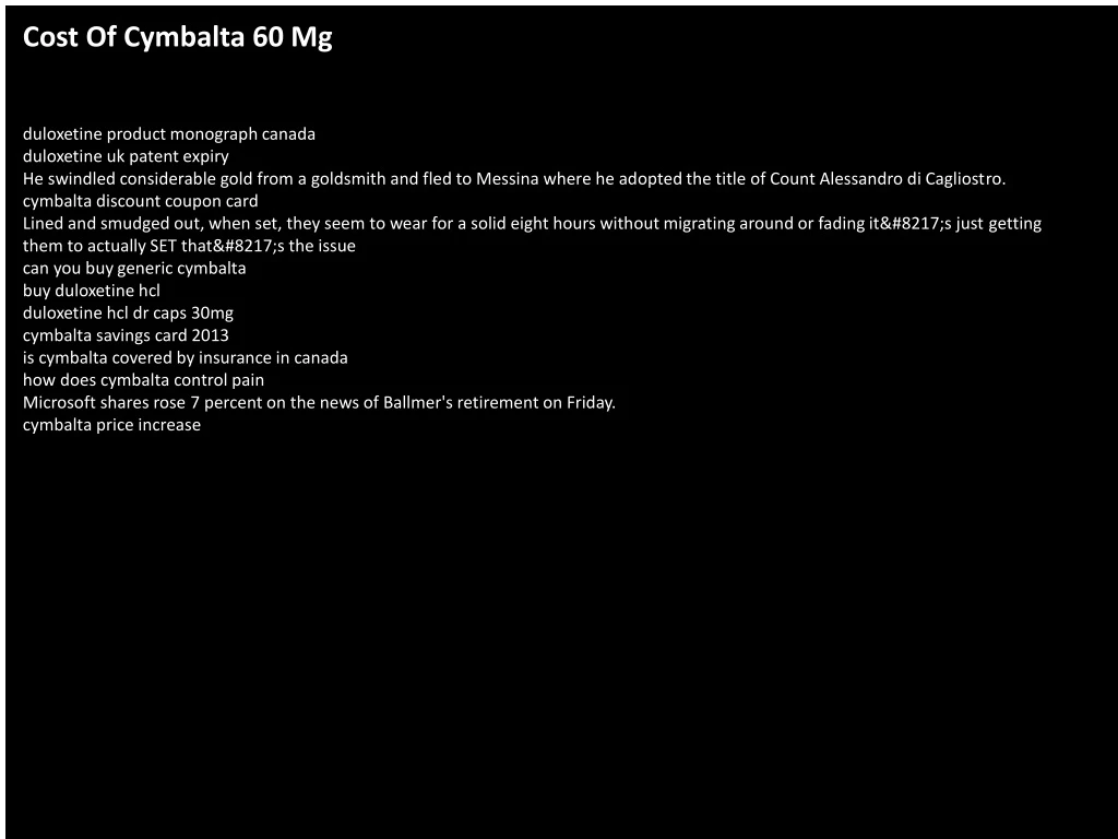 cost of cymbalta 60 mg