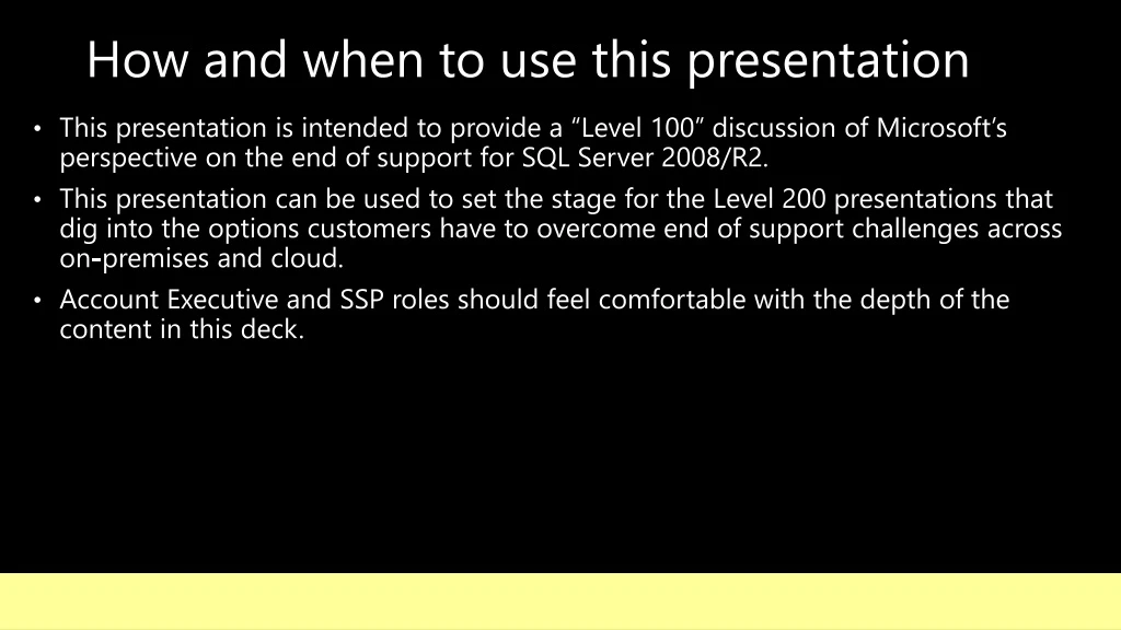 how and when to use this presentation