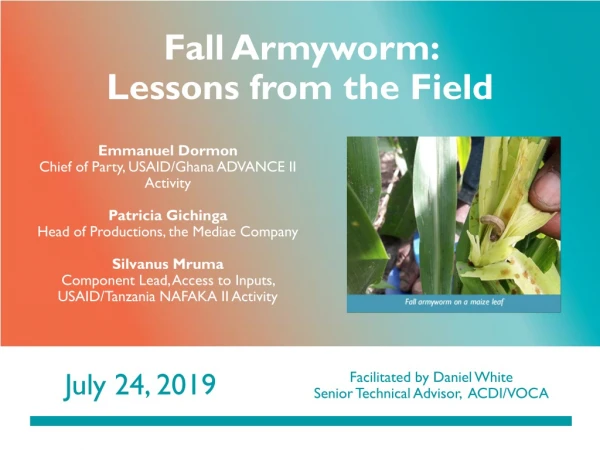 Fall Armyworm: Lessons from the Field