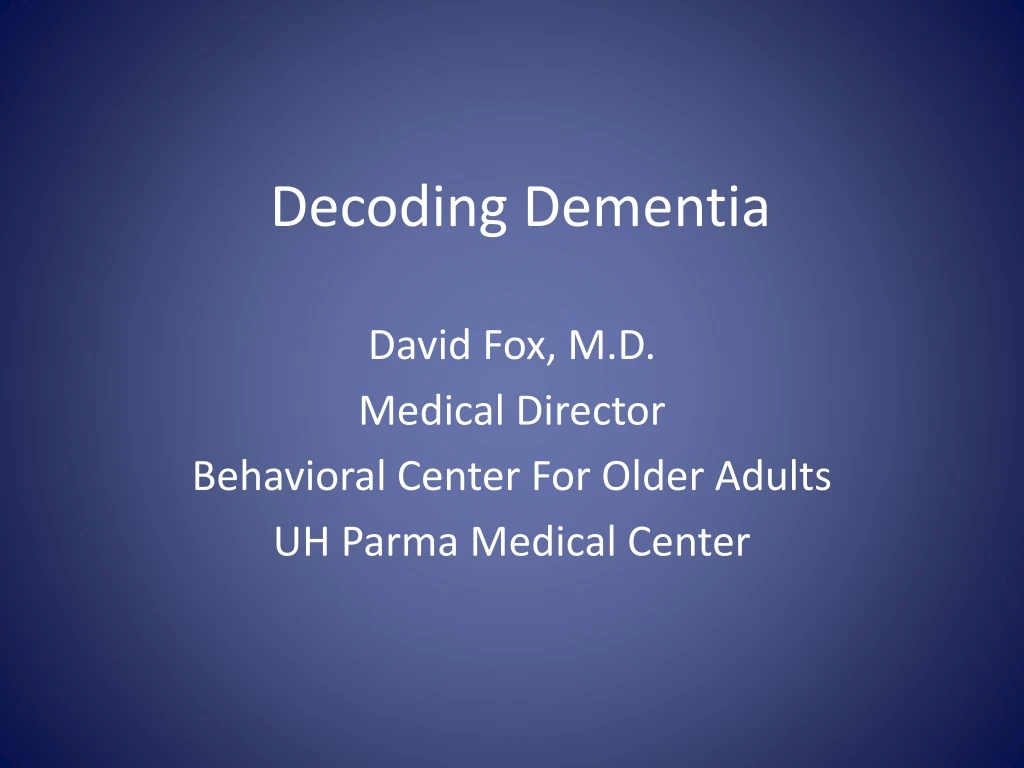 decoding dementia