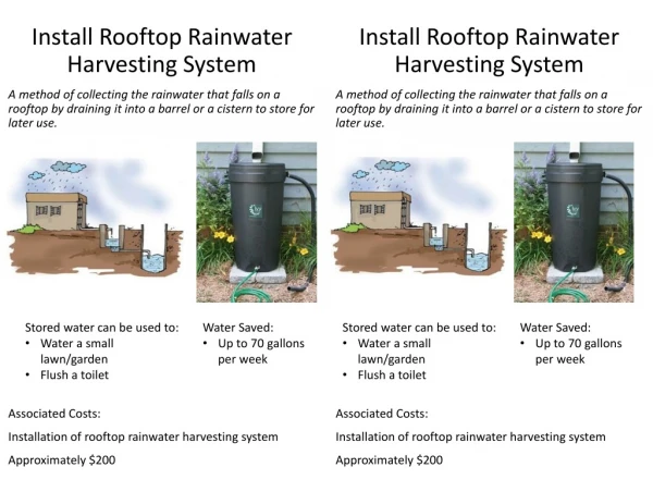 Install Rooftop Rainwater Harvesting System