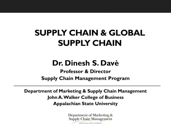 Supply Chain &amp; GLOBAL SUPPLY CHAIN