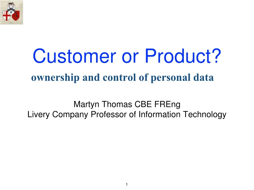 customer or product ownership and control of personal data