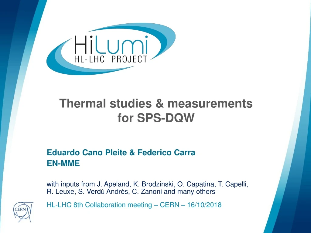 thermal studies measurements for sps dqw