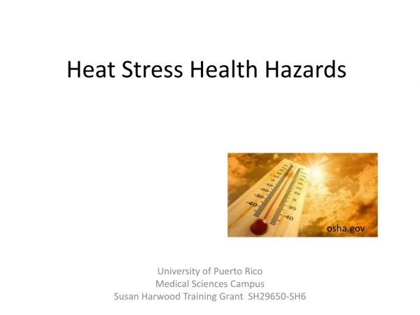 Heat Stress Health Hazards