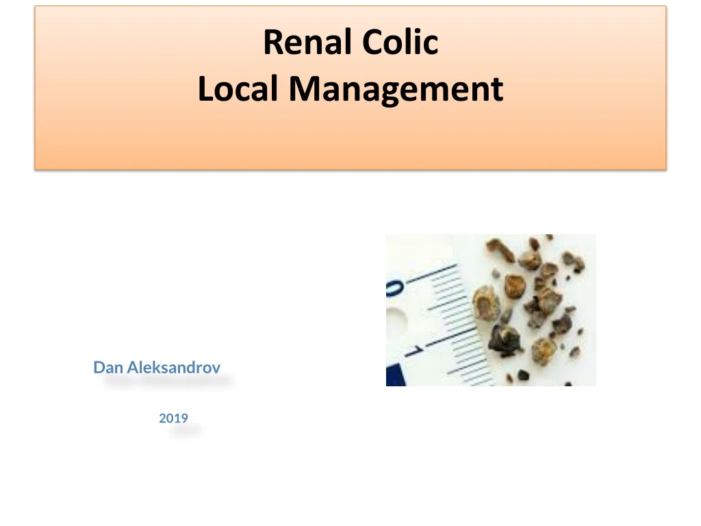 renal colic local management