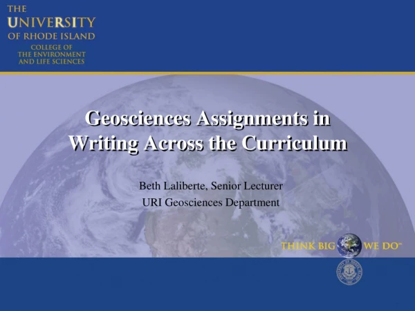 Geosciences Assignments in Writing Across the Curriculum