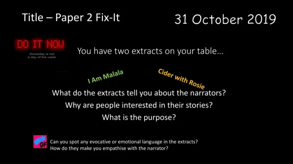 You have two extracts on your table…