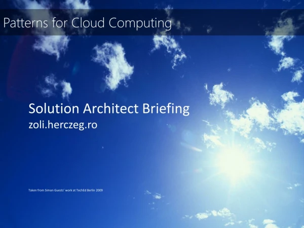 Patterns for Cloud Computing