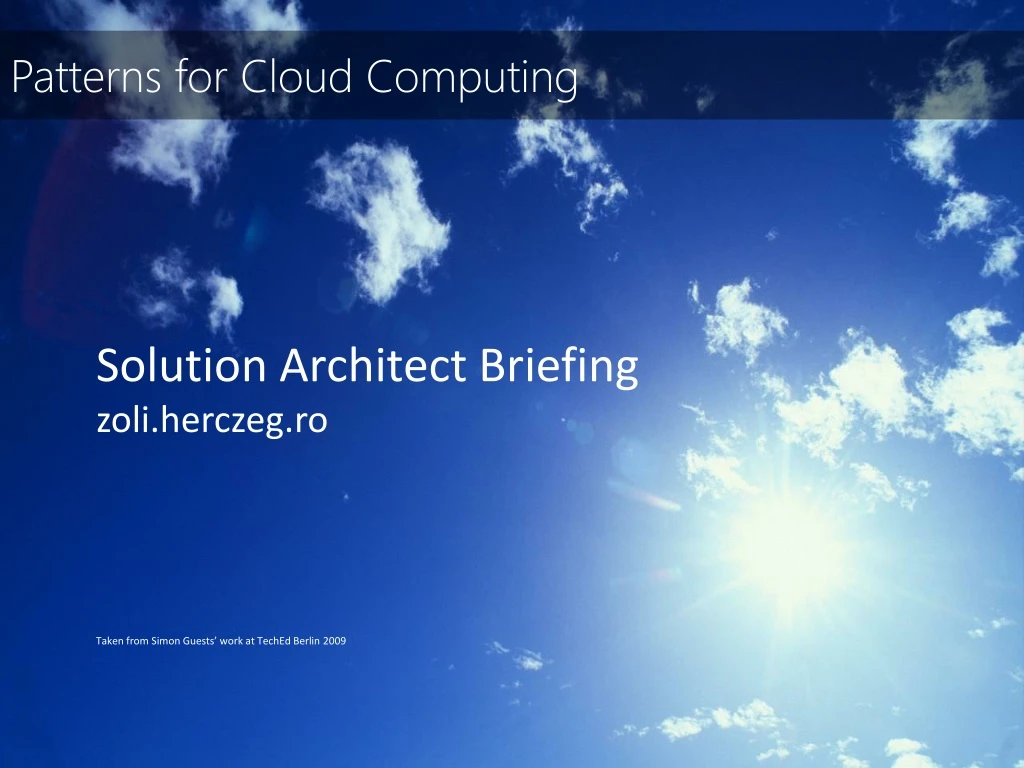 patterns for cloud computing