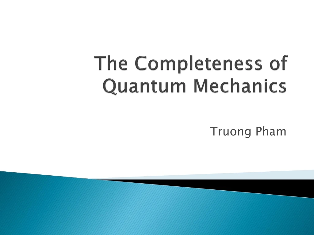 the completeness of quantum mechanics