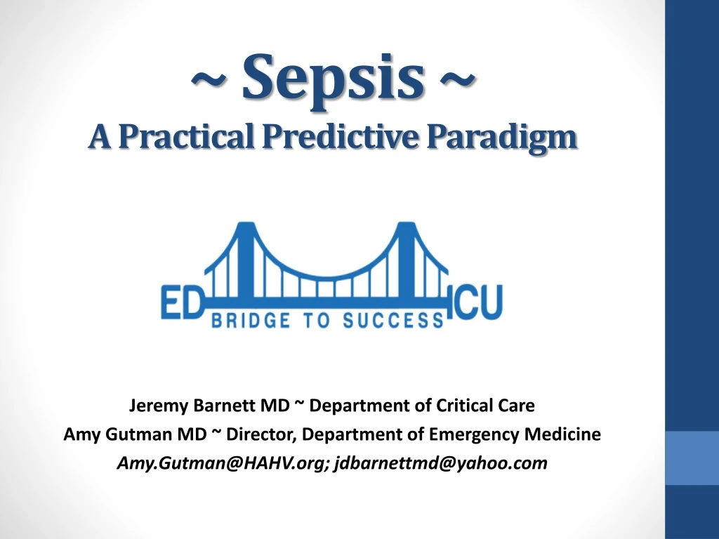 sepsis a practical predictive paradigm