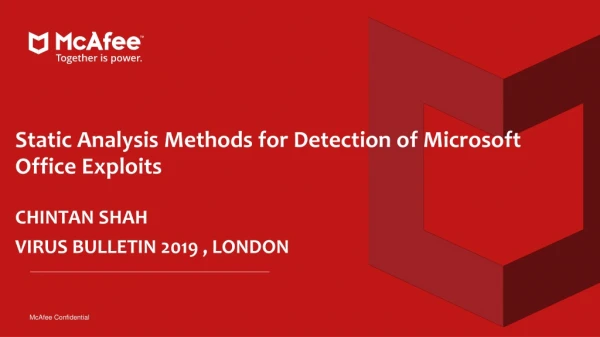 Static Analysis Methods for Detection of Microsoft Office Exploits