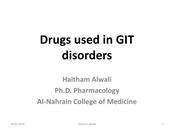 Drugs used in GIT disorders