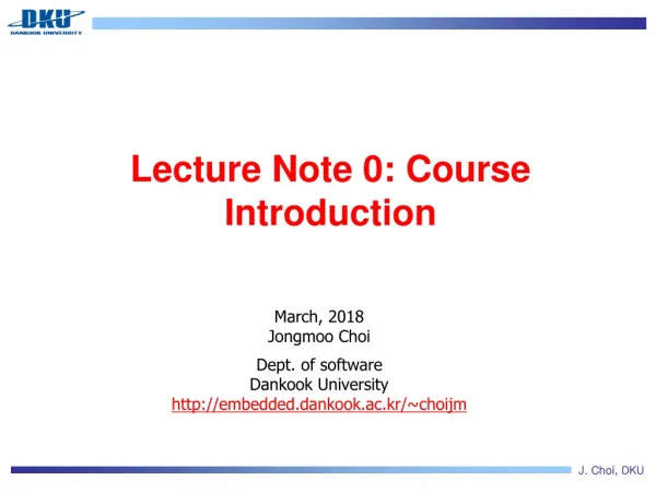 Lecture Note 0: Course Introduction