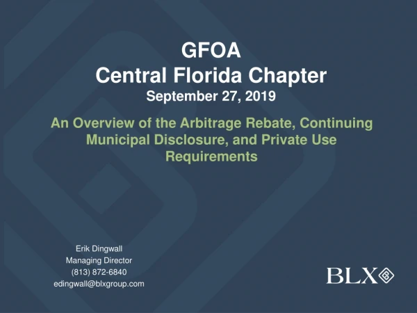 GFOA Central Florida Chapter September 27, 2019
