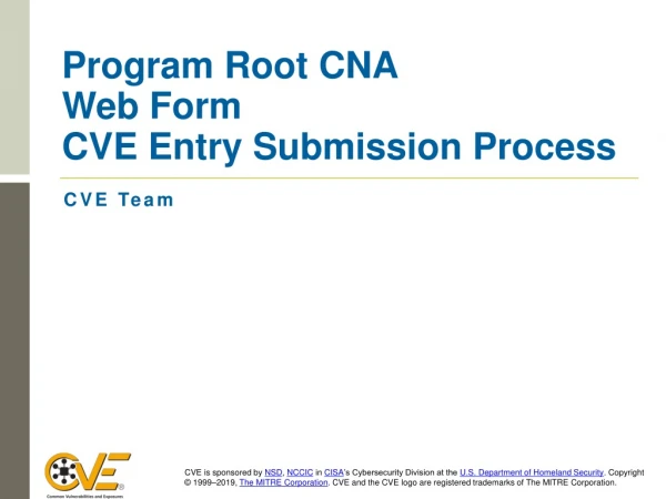 Program Root CNA Web Form CVE Entry Submission Process