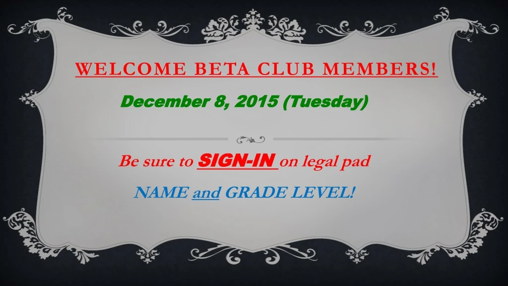 welcome beta club members