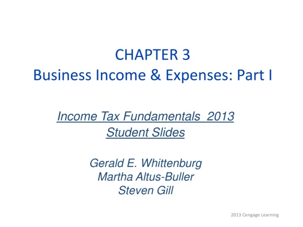 CHAPTER 3 Business Income &amp; Expenses: Part I