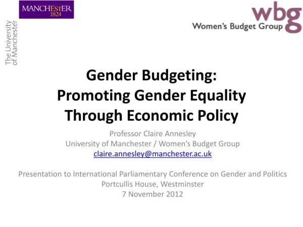 Gender Budgeting: Promoting Gender E quality Through Economic Policy