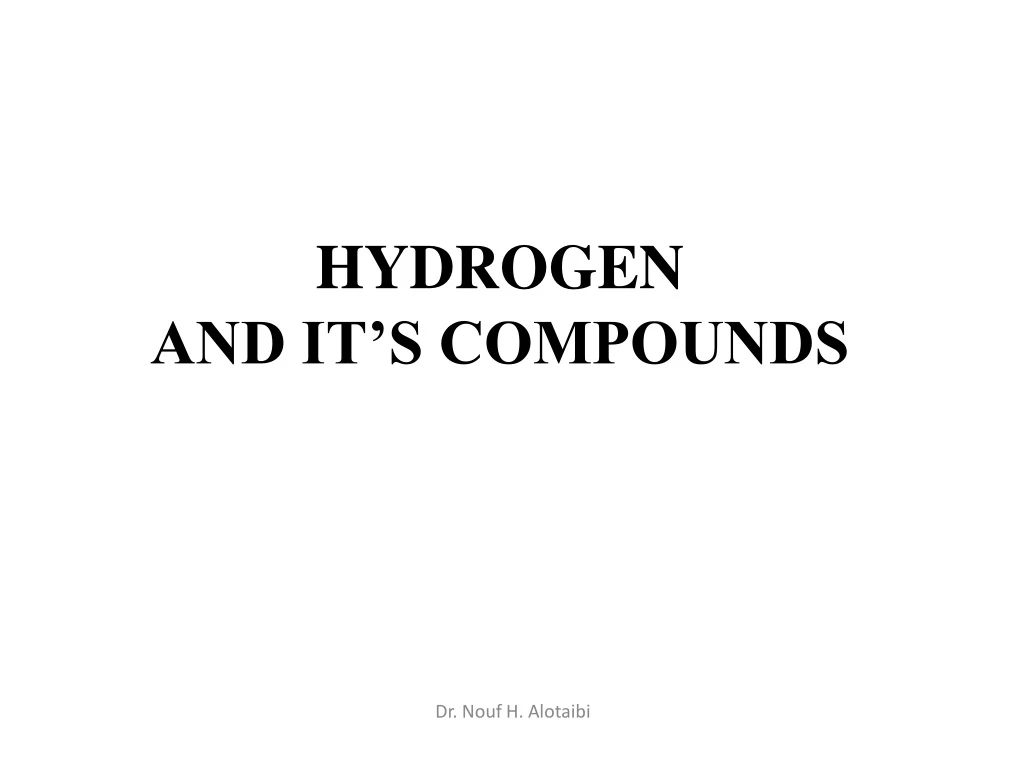 hydrogen and it s compounds