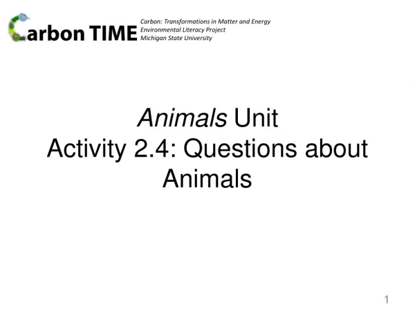 Animals Unit Activity 2.4: Questions about Animals