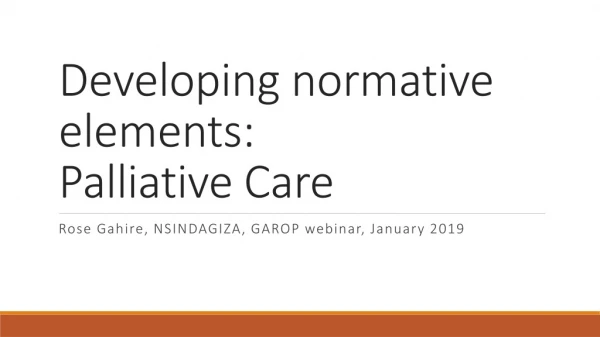 Developing normative elements: Palliative Care