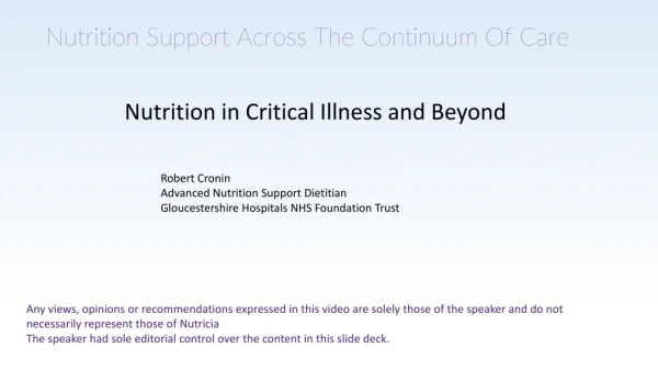 Nutrition Support Across The Continuum Of Care