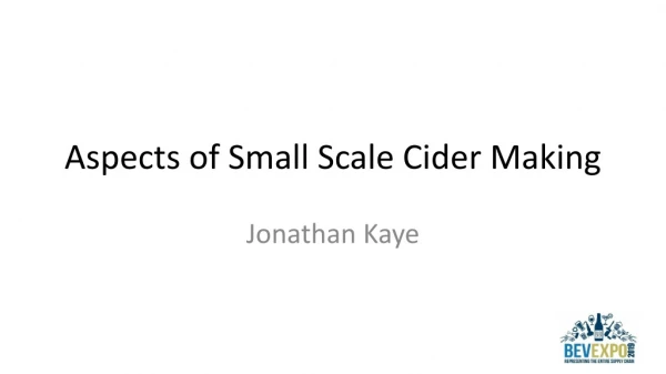 Aspects of Small Scale Cider Making