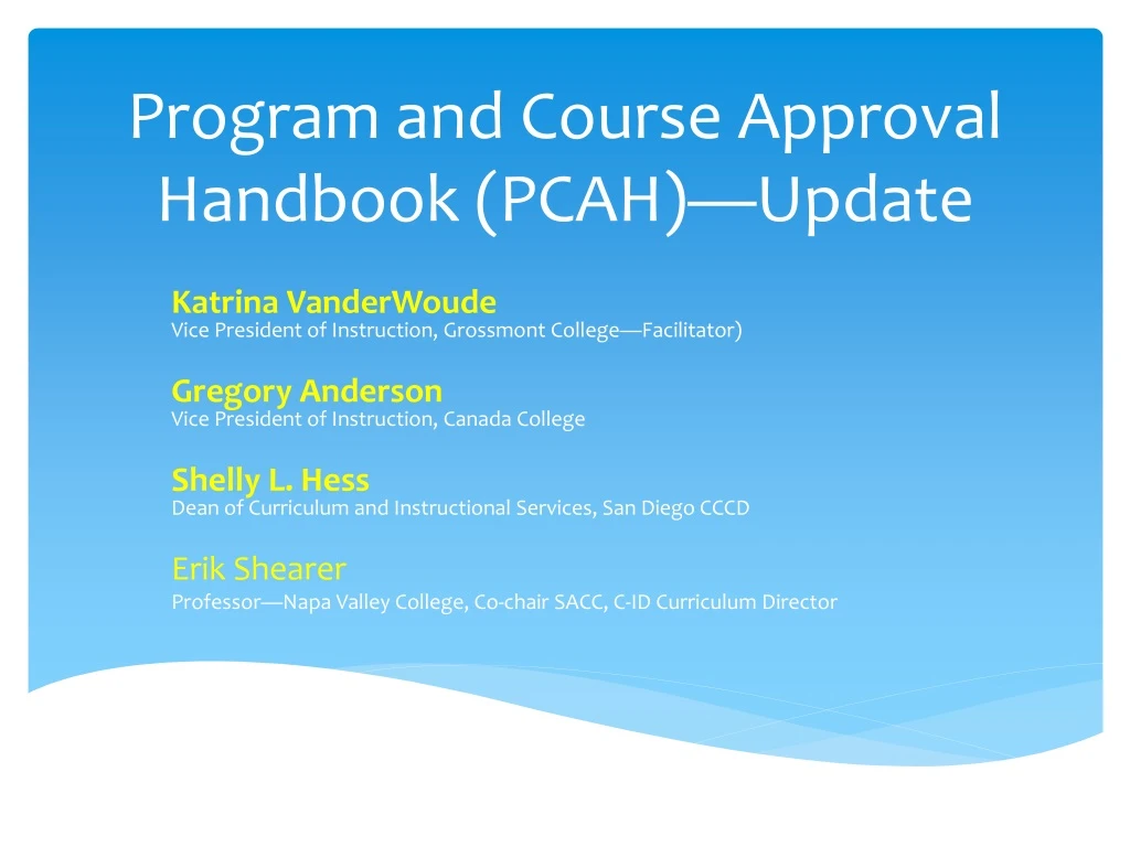 program and course approval handbook pcah update