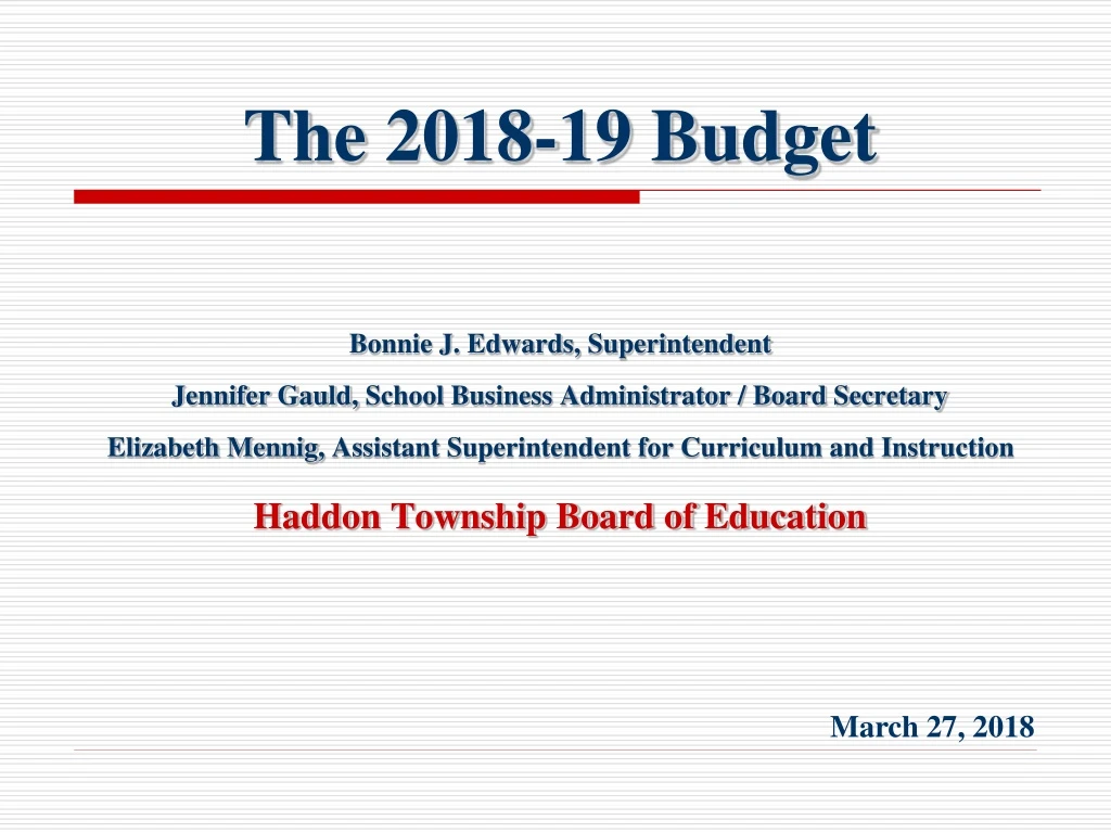 the 2018 19 budget bonnie j edwards