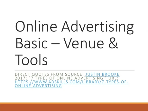 Online Advertising Basic – Venue &amp; Tools