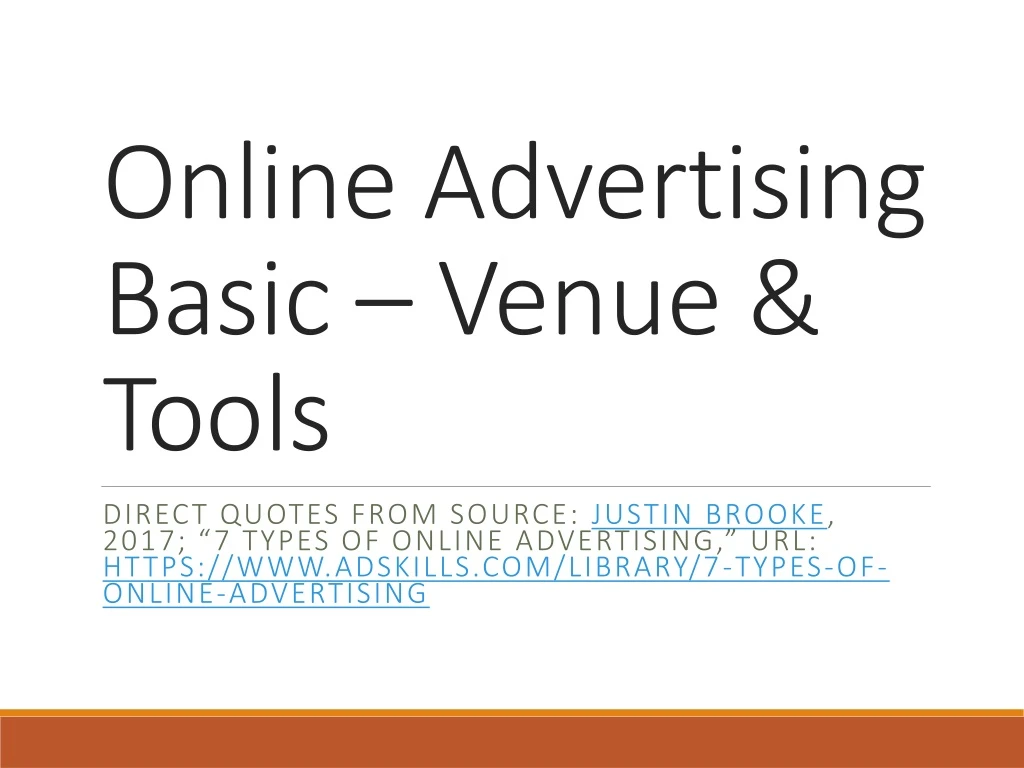 online advertising basic venue tools