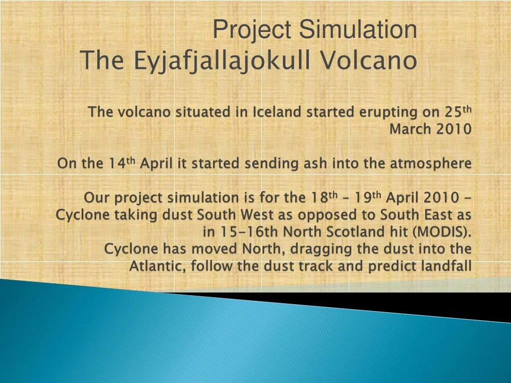 project simulation t he eyjafjallajokull volcano