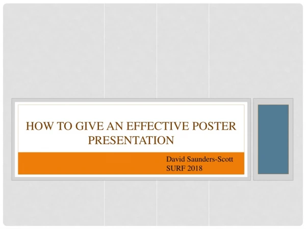 How to give an effective Poster presentation
